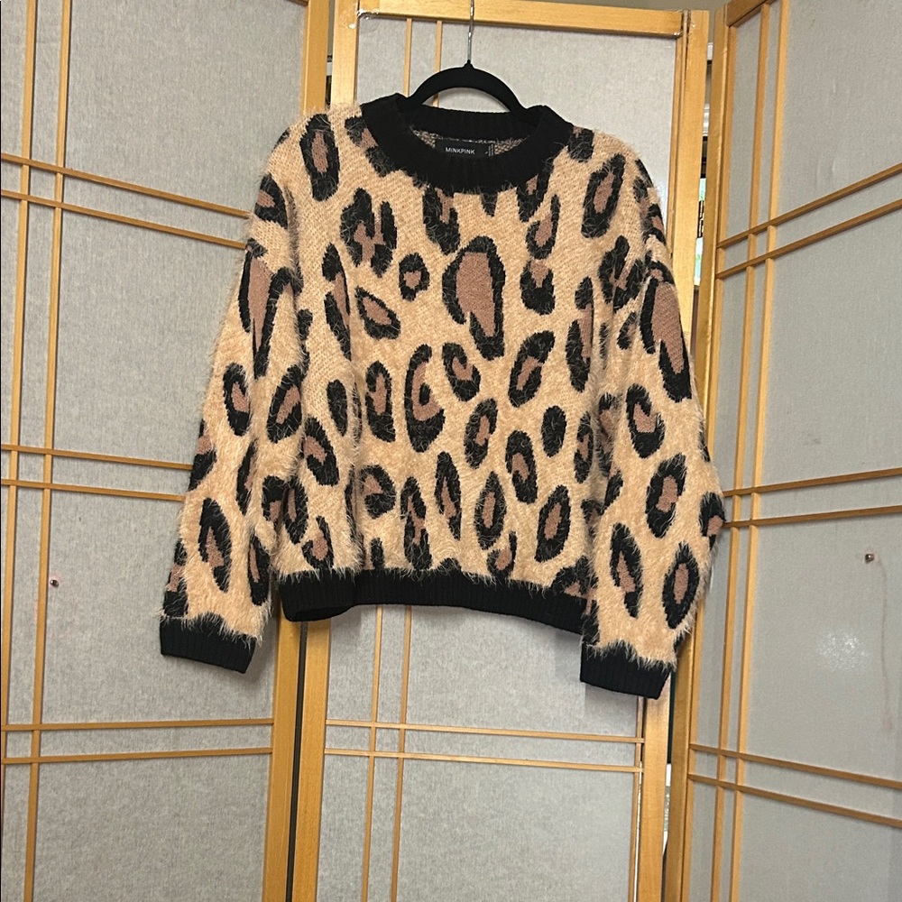 MINKPINK Leopard Print Sweater - Black and Tan